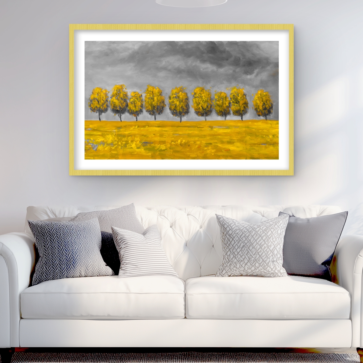 C1FM2436ZHTPFB 24 x 36 in. Trees in A Field - Framed Matted Print for Home Decor