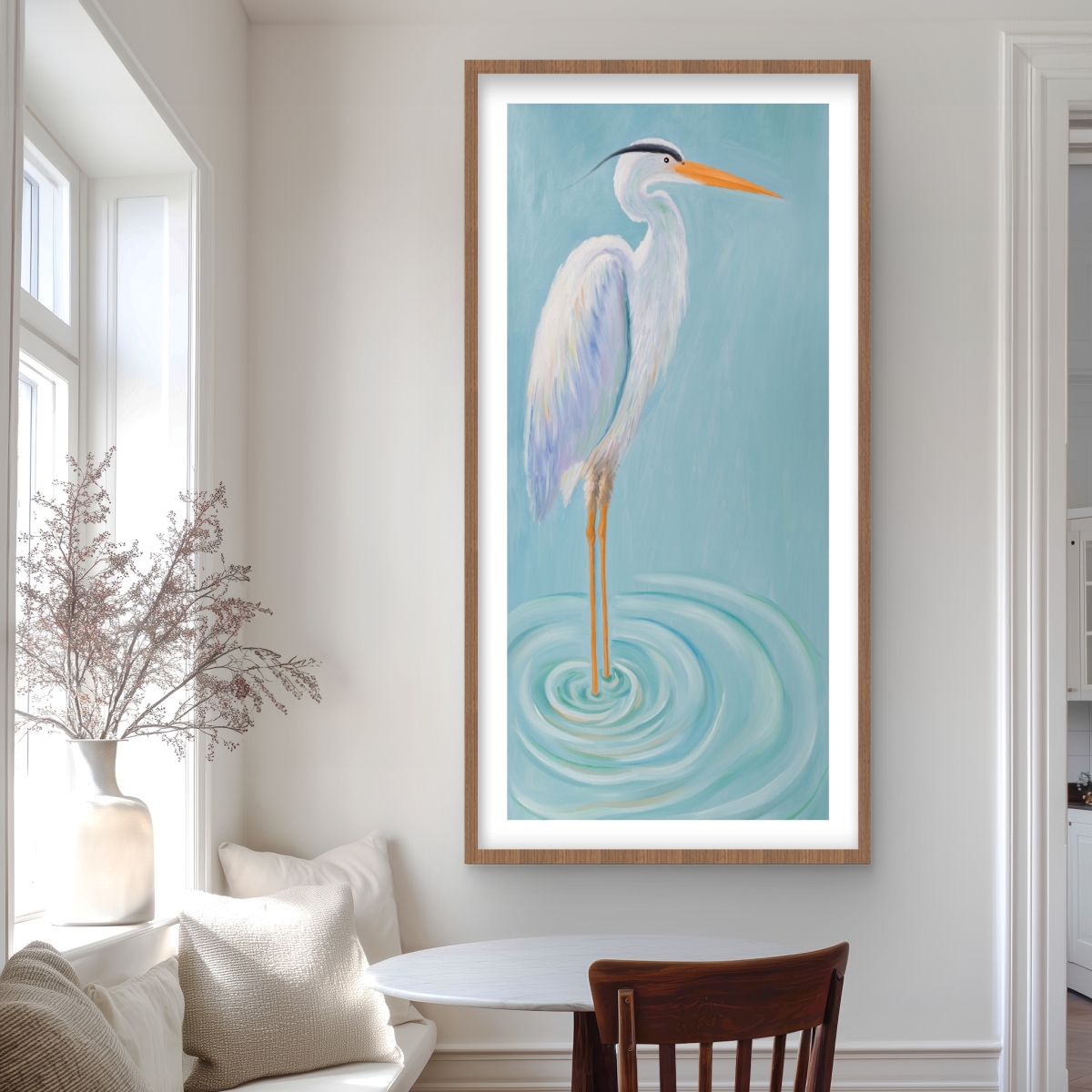 C1FM24487PE2FP 24 x 48 in. Great Blue Heron Bedroom Print - White Framed Matted Decor