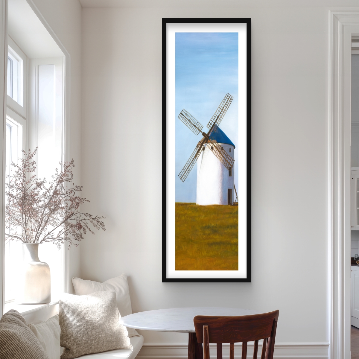 C1FM2060FT8IEG 20 x 60 in. Big Windmill - Rustic Landscapes Framed Matted Print Decor