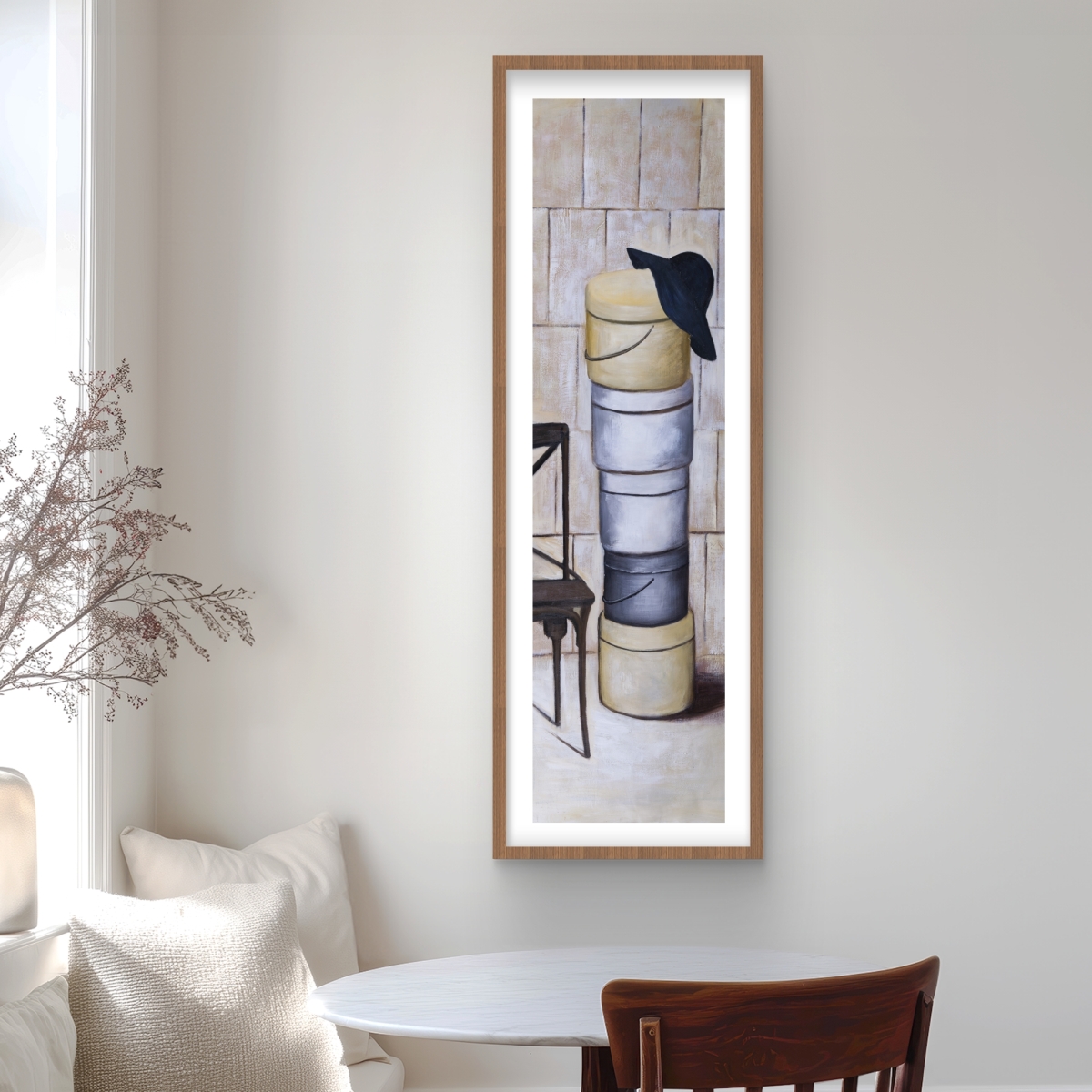 C1FM1648RT33HP 16 x 48 in. Hat Boxes - Contemporary Framed Matted Print for Home Decor