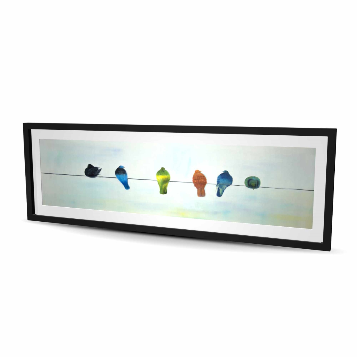 C1FM2060LXVCFP 20 x 60 in. Perched Abstract Birds - Framed Matted Print for Home Decor