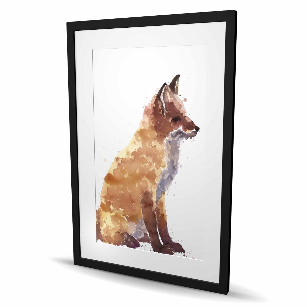C1FM2436RPH4ON 24 x 36 in. Red Fox - Scandinavian Framed Matted Print for Home Decor