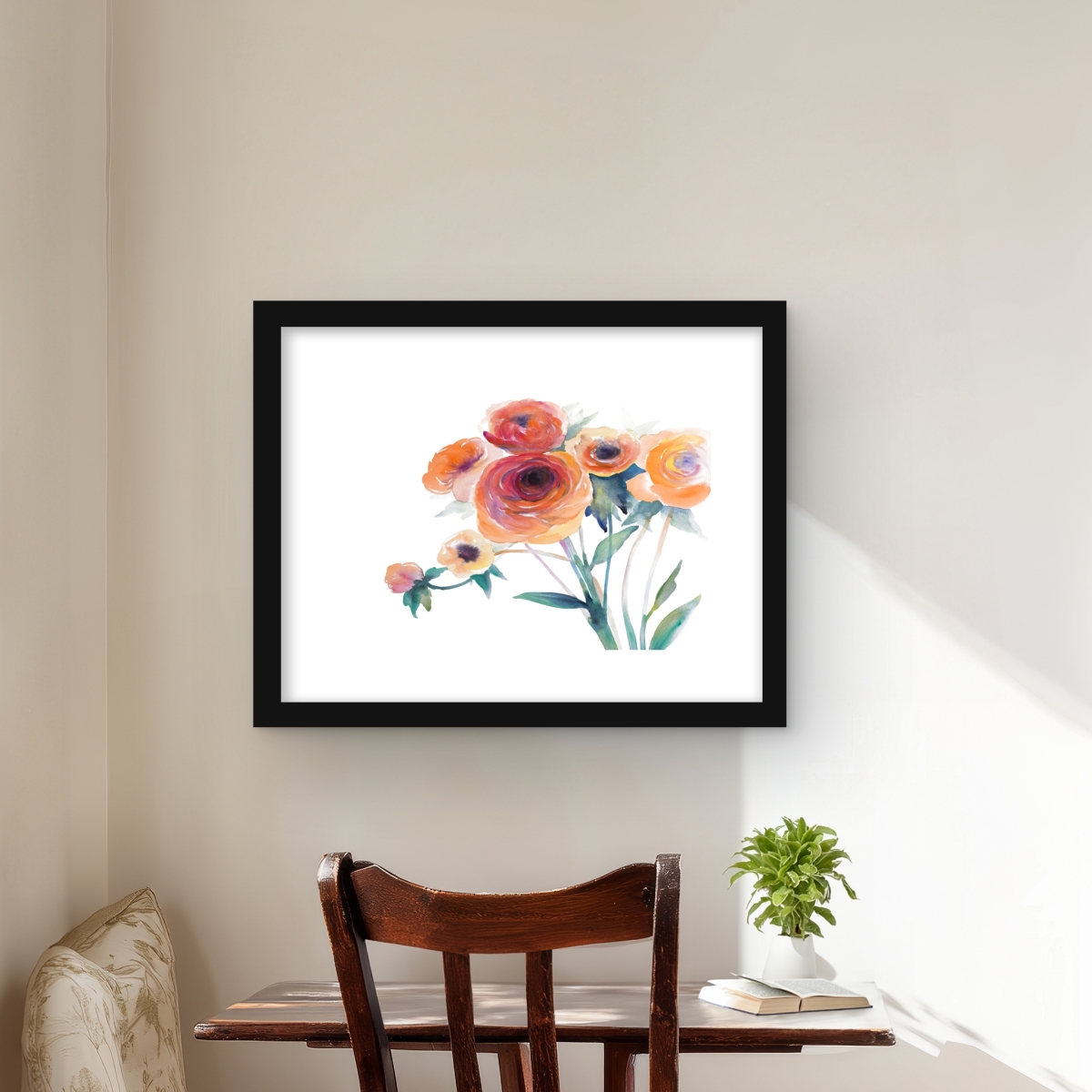 C1FM1620O7X5Q2 16 x 20 in. Watercolor Flowers - Orange Floral Botanical Print for Decor