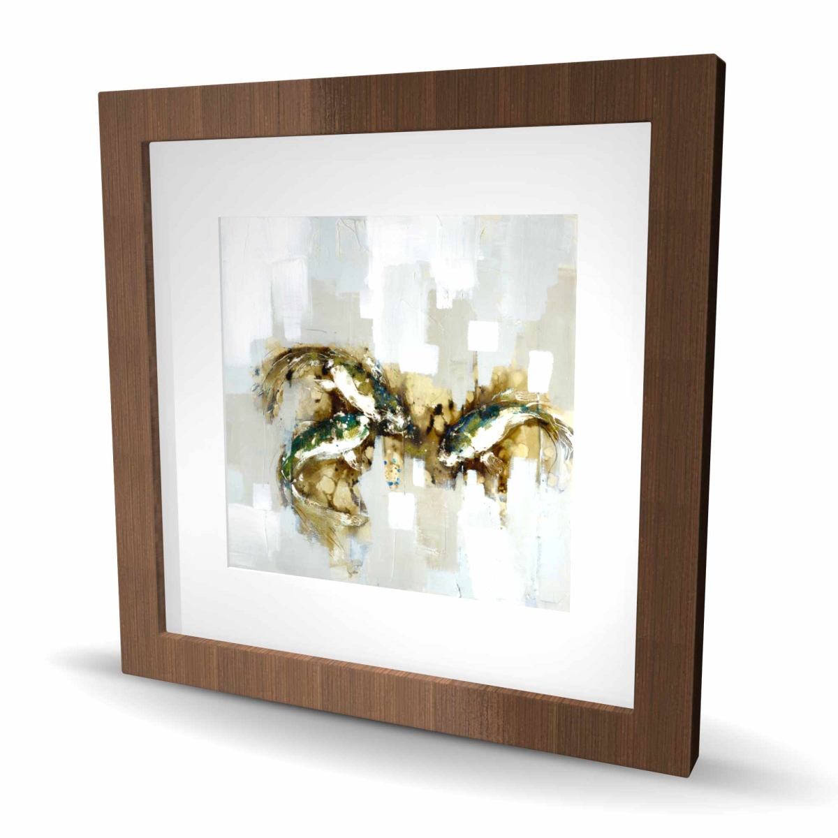 C1FM1616N1MYEX 16 x 16 in. Three Abstract Koi Fish - Office Animals Framed Matted Print