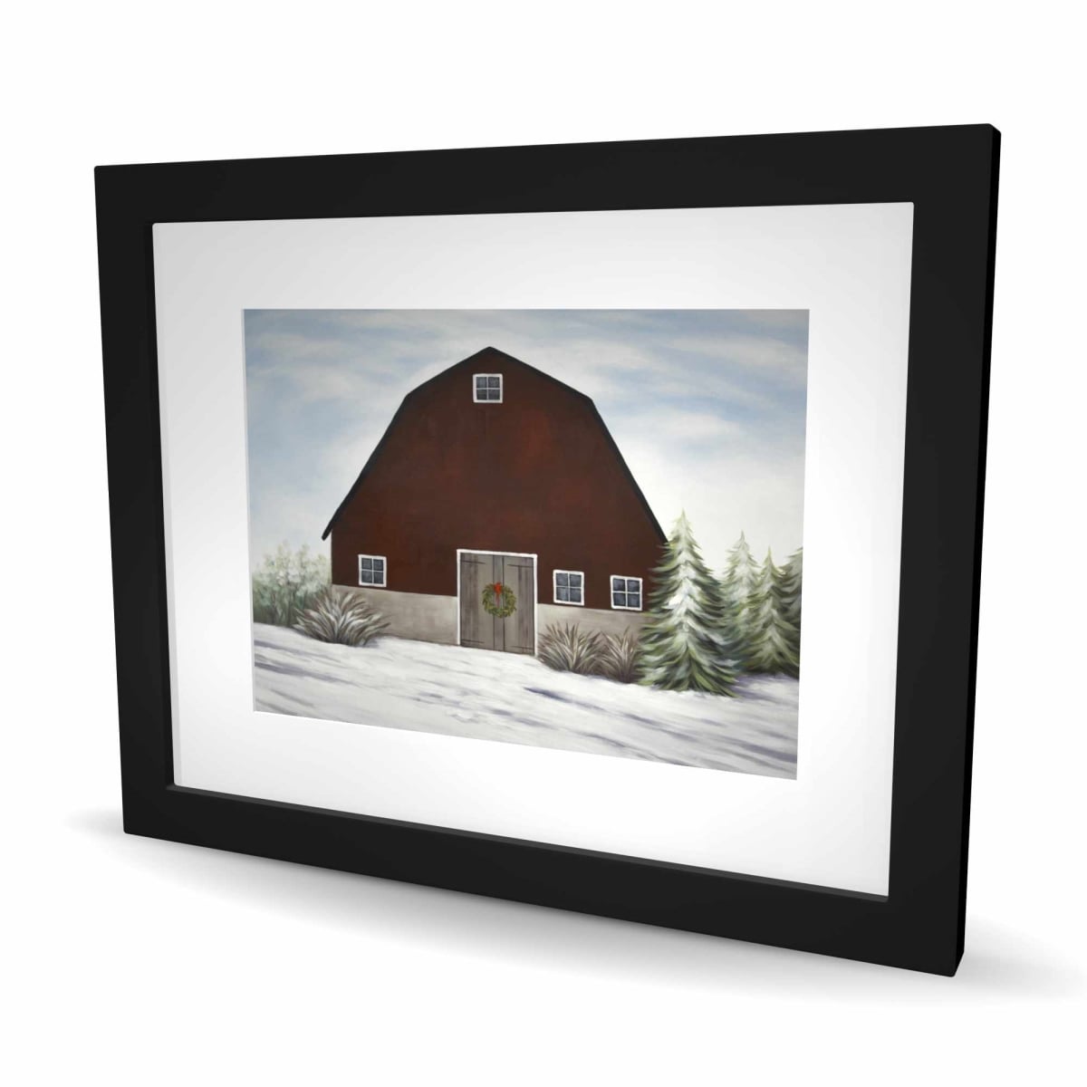 C1FM1620ONNJZA 16 x 20 in. Its Winter on the Farm - Scandinavian Bedroom Framed Print