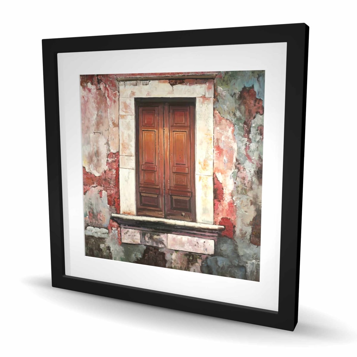 C1FM2424J5M6DA 24 x 24 in. Door of An Old Red Building - Framed Still Life Print