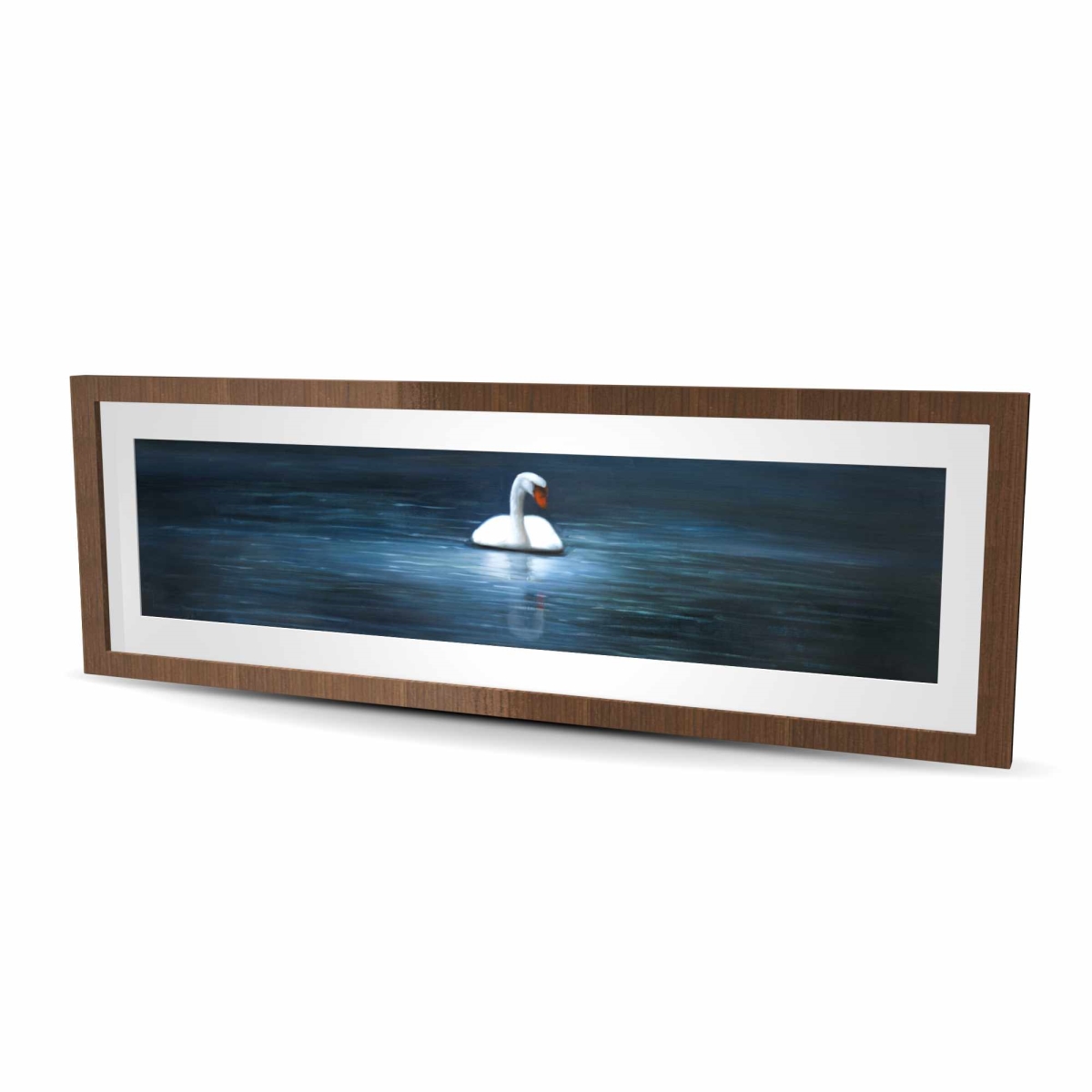 C1FM1648RSINTM 16 x 48 in. Beautiful Swan - Classic Blue Framed Matted Print for Decor