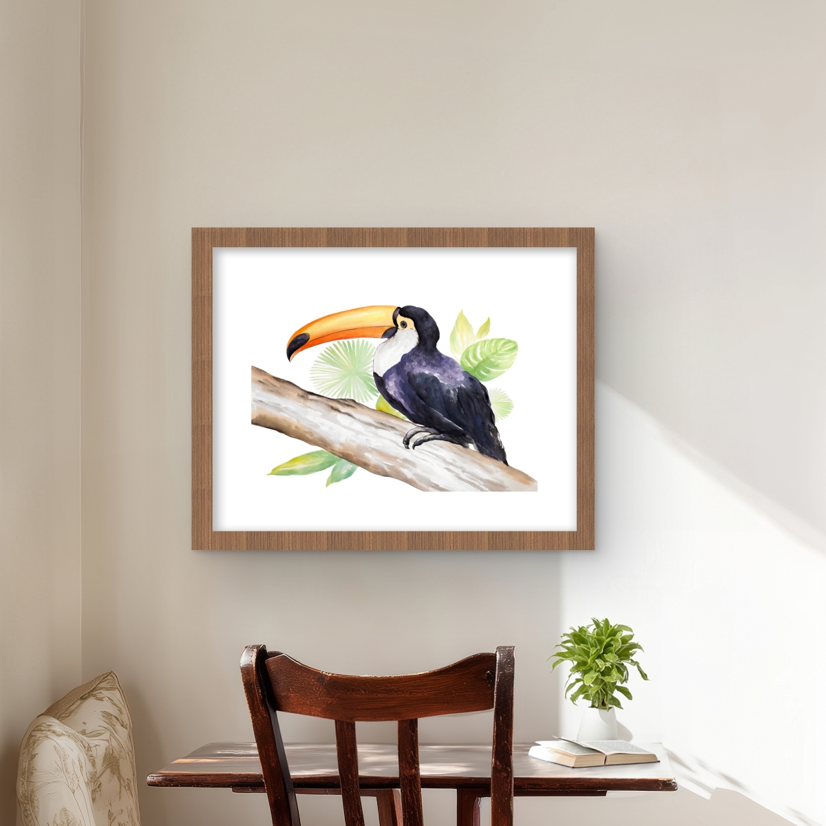 C1FM1620TSXECQ 16 x 20 in. Toucan Perched Framed Matted Print - Exotic Home Decor