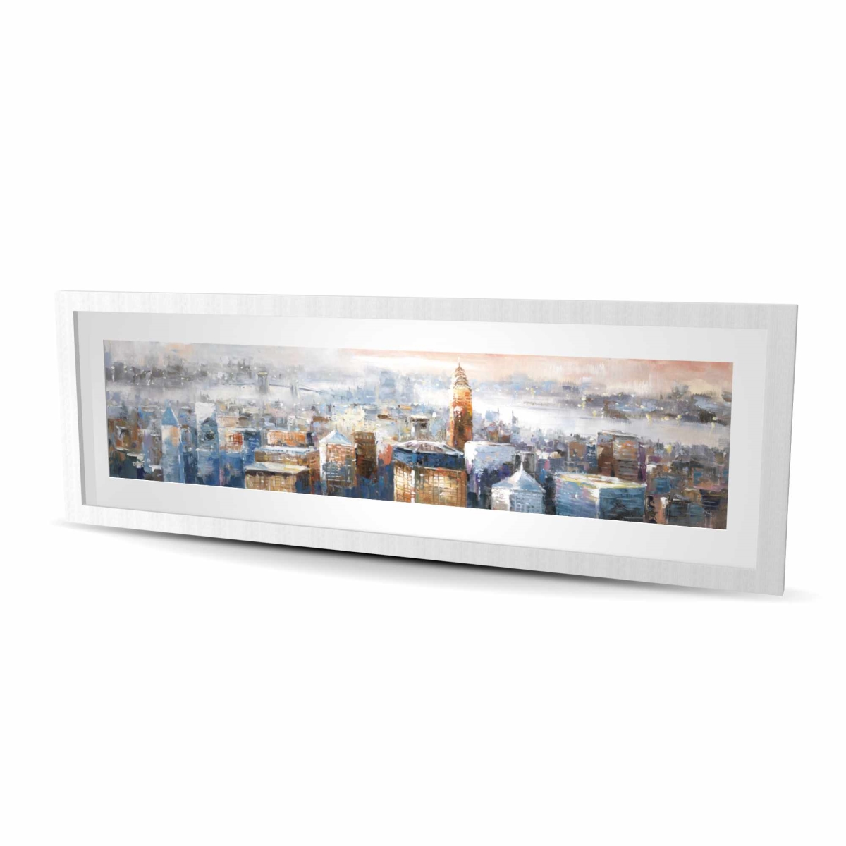 C1FM1648BVRO1D 16 x 48 in. Abstract   York City - Modern Framed Matted Print Decor