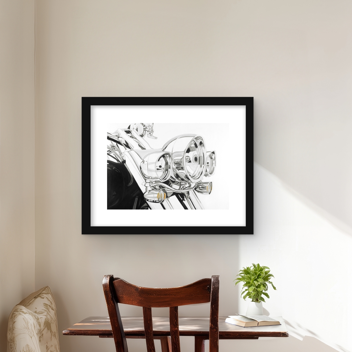 C1FM1620OR2WPV 16 x 20 in. Motorcycle Light Framed Matted Print - Hobbies Home Decor