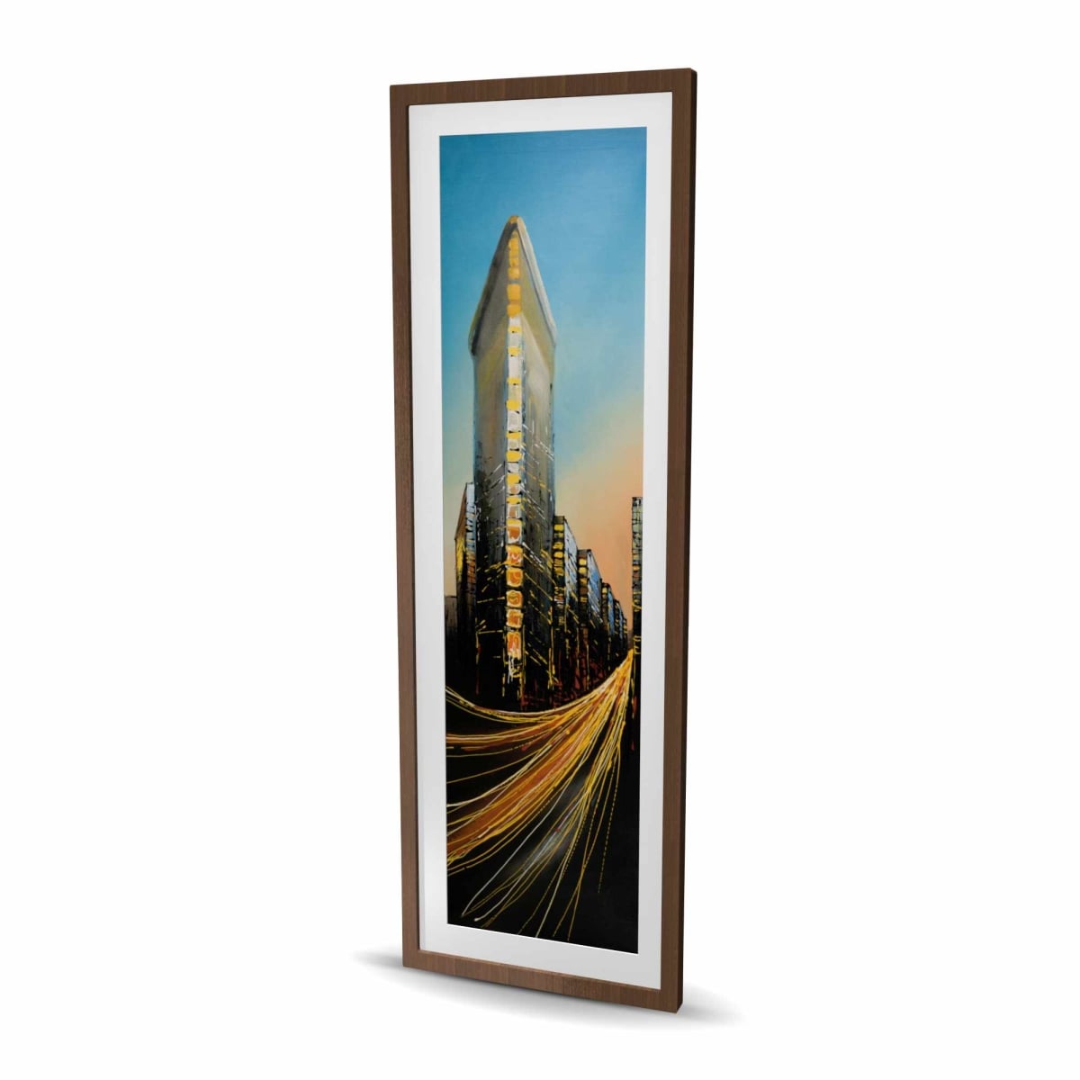 C1FM20608800FI 20 x 60 in. Flatiron Building in Light - Black Framed Matted Print Decor