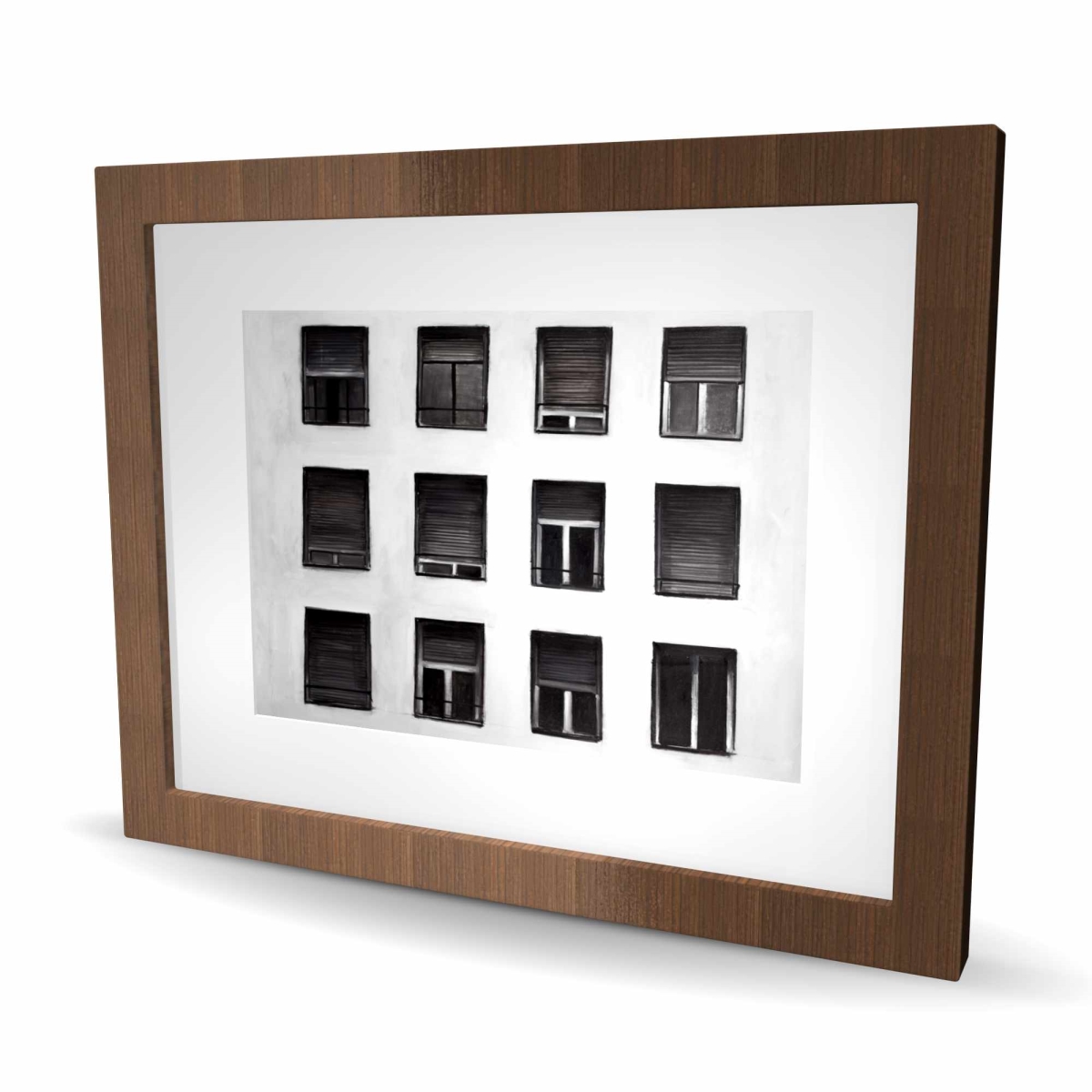 C1FM1620TVY9QA 16 x 20 in. Windows - Gray Architecture Framed Matted Print - Home Decor