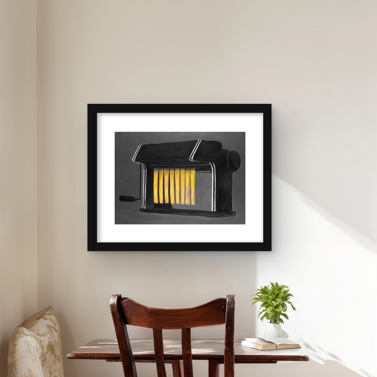 C1FM1620VLTYYY 16 x 20 in. Fresh Pasta Machine - Gray Object Framed Matted Print Decor