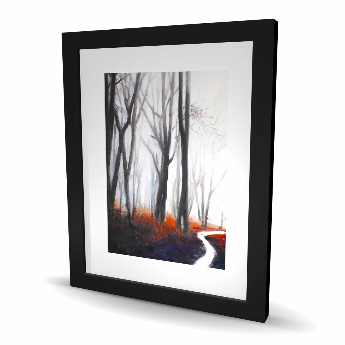 C1FM1620DVV8VD 16 x 20 in. Mysterious Forest with Stream - Black Trees Framed Print