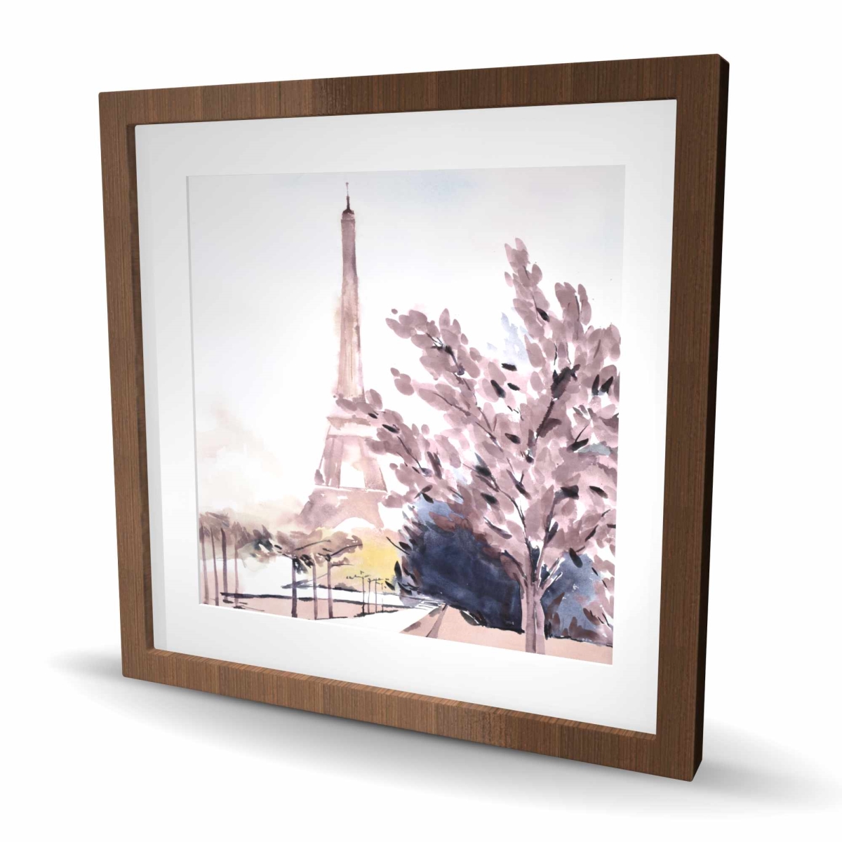 C1FM2424R7EP0D 24 x 24 in. Paris & Eiffel Scene - Pink Romantic Framed Matted Print