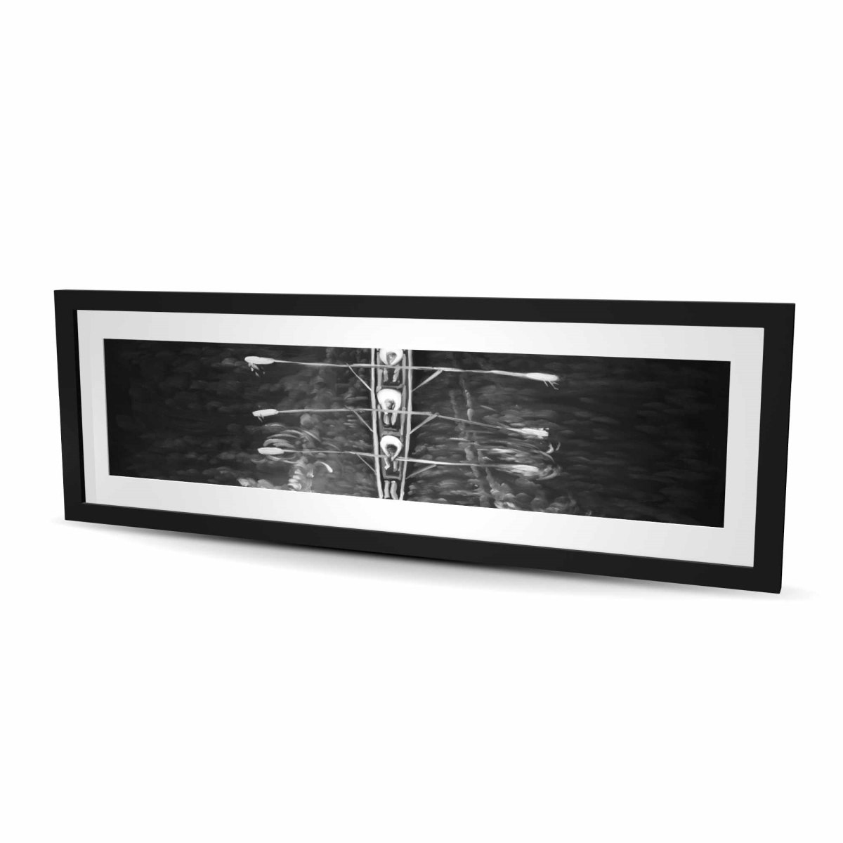 C1FM16483G0PWS 16 x 48 in. Rowing Boat - Man Cave Sea Framed Matted Print for Decor