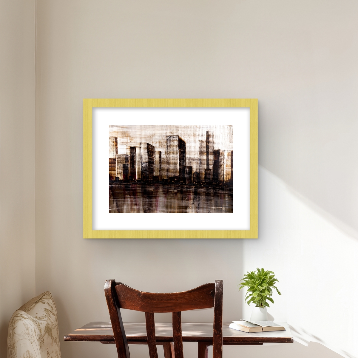 C1FM1620N5R5DY 16 x 20 in. Sketch of the City - Framed Matted Print for Home Decor