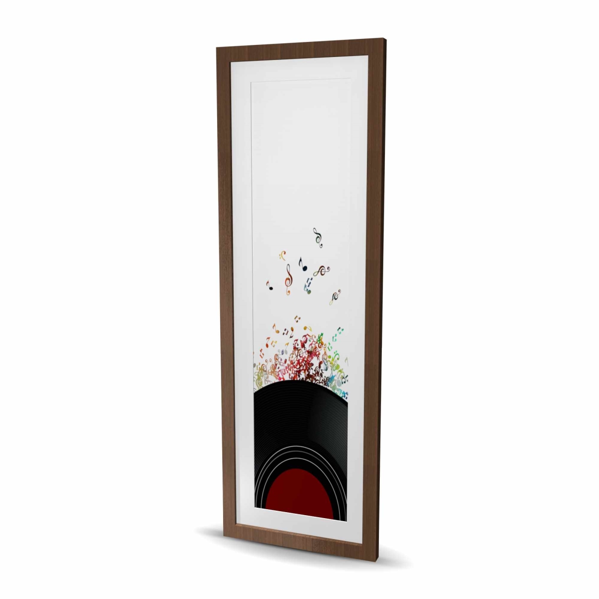 C1FM16485LZQ0A 16 x 48 in. Notes Escaping From A Vinyl Record - Framed Matted Print