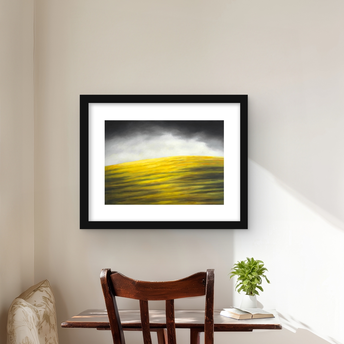 C1FM1620GFCCA2 16 x 20 in. Yellow Hill - Office Abstract Framed Matted Print for Decor