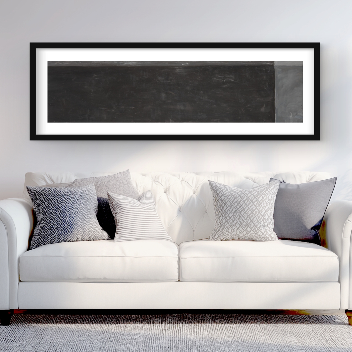 C1FM206068SF7O 20 x 60 in. Four Shades of Gray - Shapes Bedroom Framed Matted Print