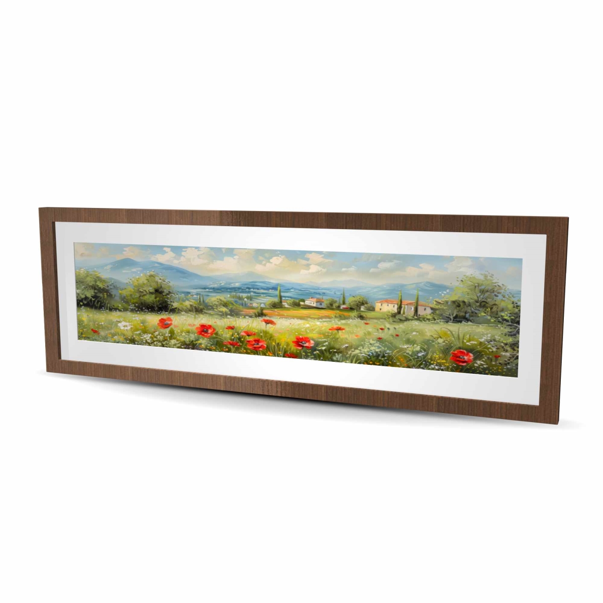 C1FM1648CHCCMG 16 x 48 in. Red Dots - Framed Matted Print for Home Decor - Modern Art
