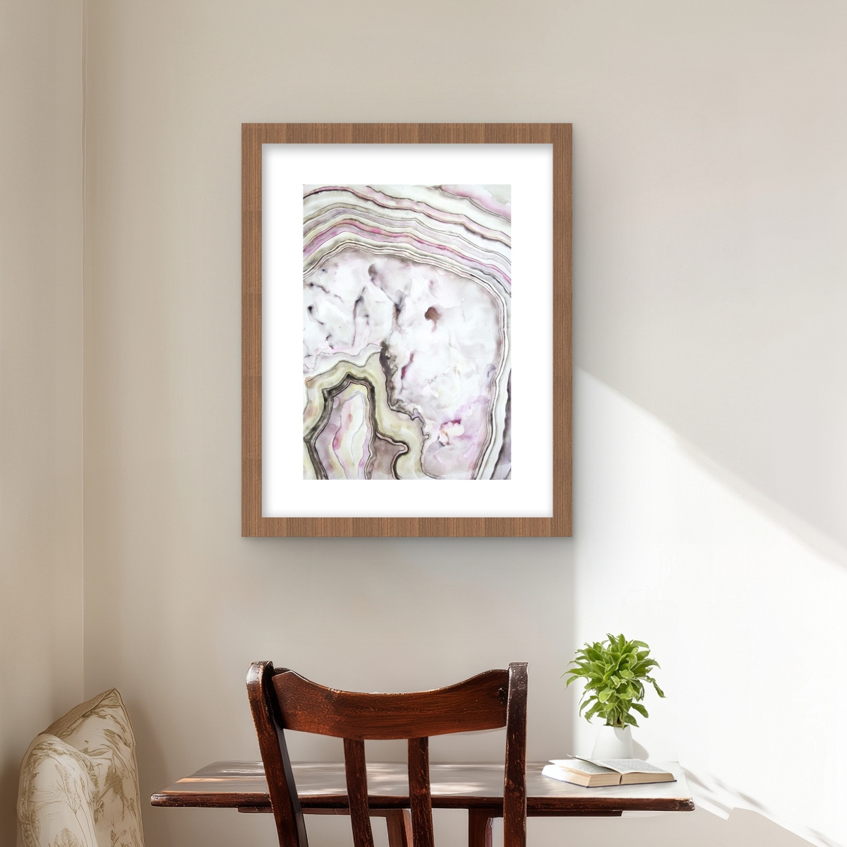 C1FM1620YVU0ZF 16 x 20 in. Agate - Pattern Pink Framed Matted Print for Home Decor