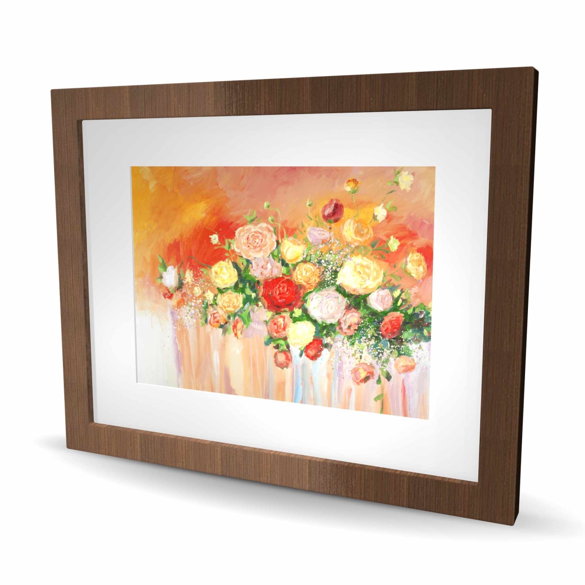 C1FM162097N5AH 16 x 20 in. Bouquet of Multicolor Abstract Flowers - Framed Art Print