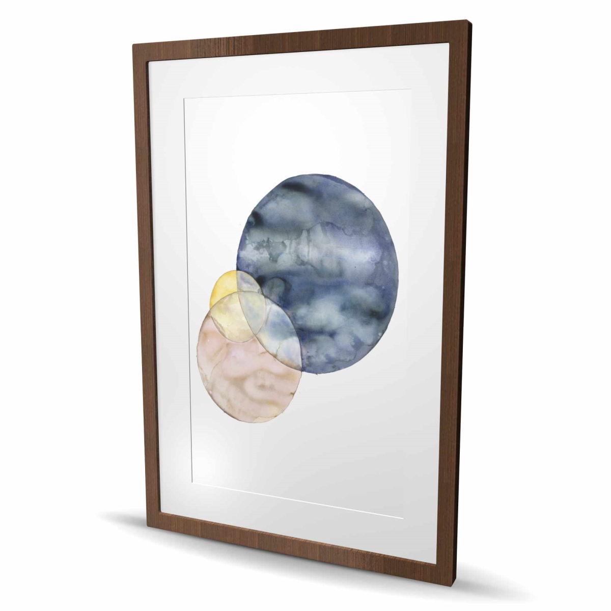 C1FM24366SZWPB 24 x 36 in. Circles - Abstract Beige Framed Matted Print for Home Decor