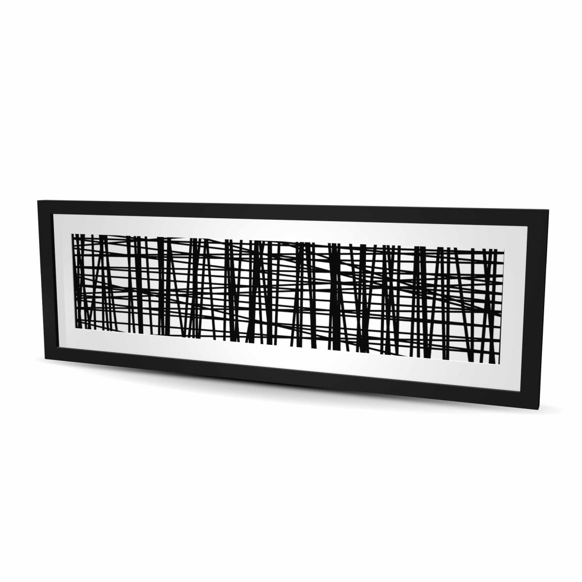 C1FM1648UVMYCC 16 x 48 in. Abstract Small Stripes - Office Black & White Framed Print