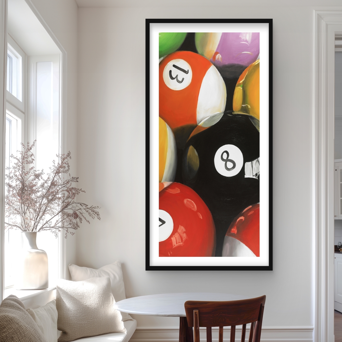 C1FM2448G245MJ 24 x 48 in. Pool Balls Closeup - Hyperrealist Man Cave Framed Print