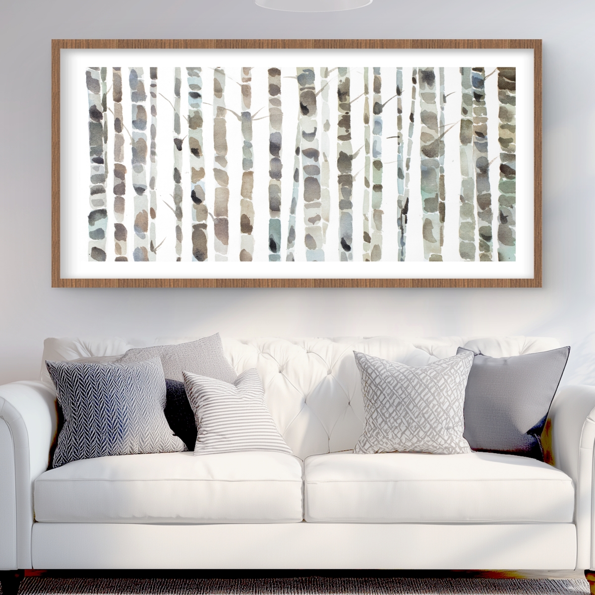C1FM2448HJJ2DN 24 x 48 in. Watercolor Birch Tree Forest - Minimalist Framed Print