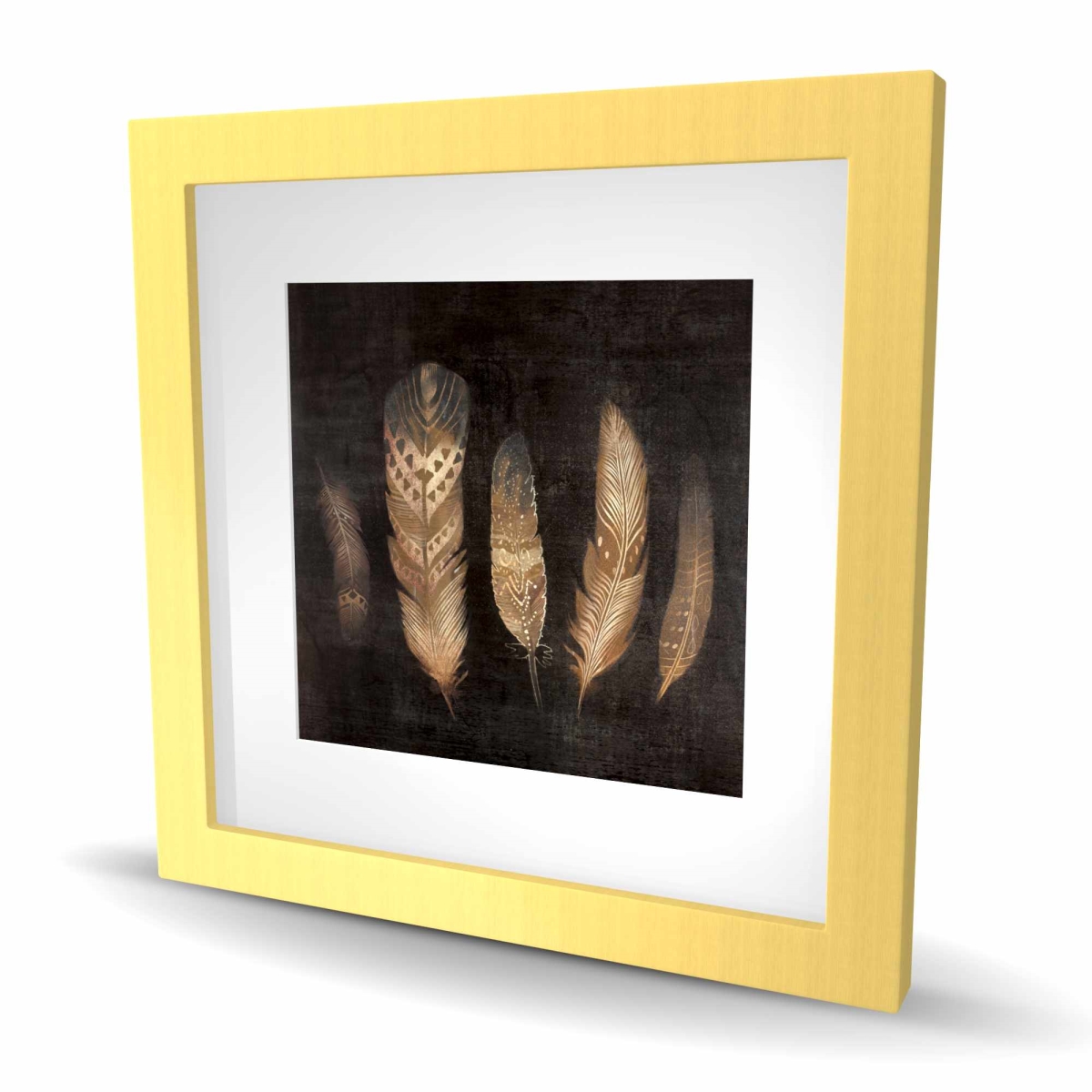 C1FM1616PMTH8J 16 x 16 in. Brown Feathers - Framed Matted Print for Home Decor