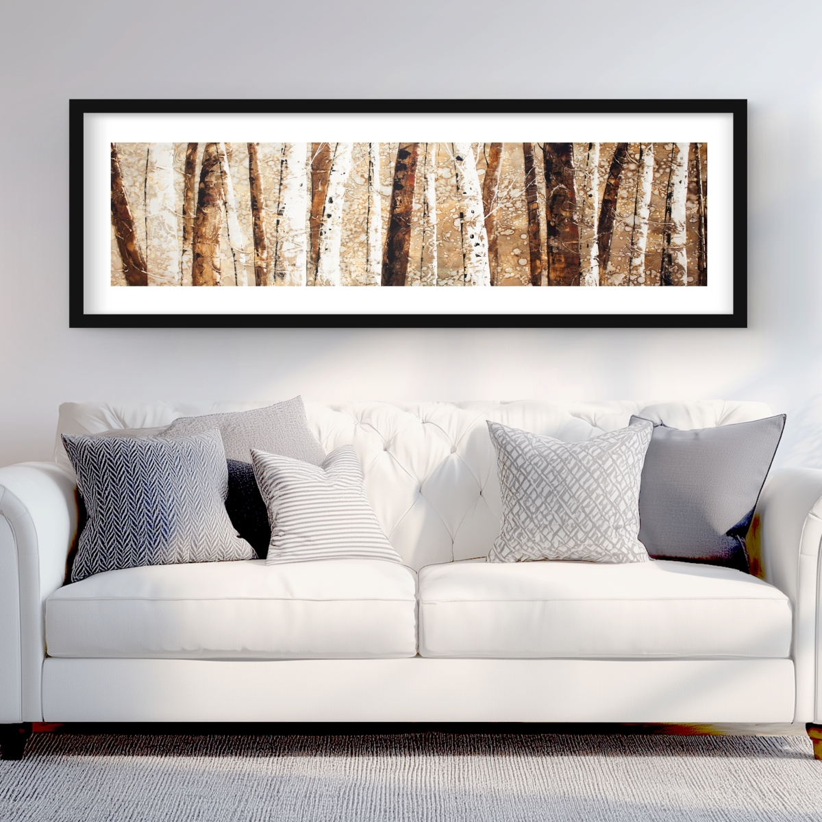 C1FM2060KN1436 20 x 60 in. Tree Trunks - Framed Matted Print for Living Room Decor