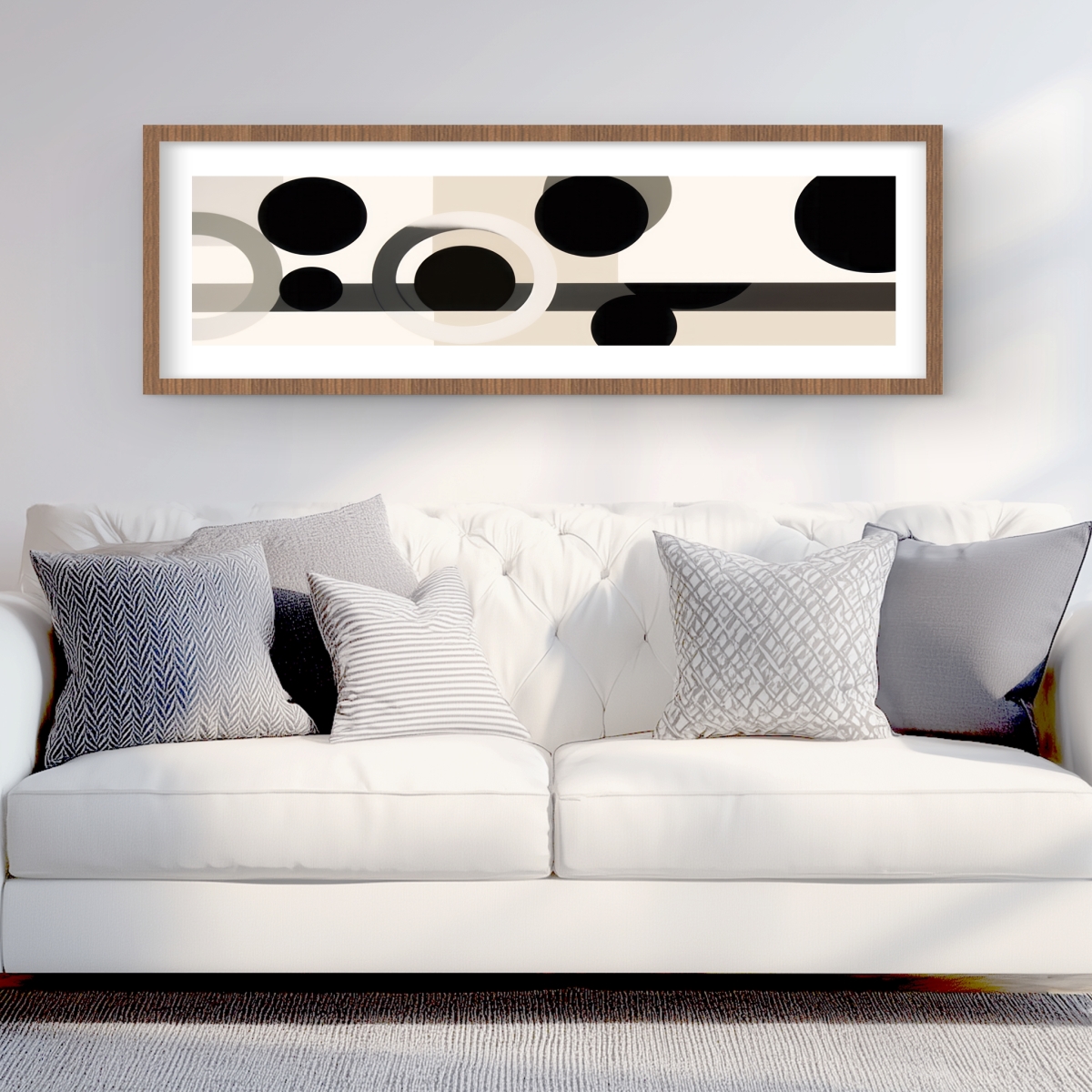 C1FM1648UE6HWW 16 x 48 in. Grouped Black Illustrative Framed Matted Print - Home Decor