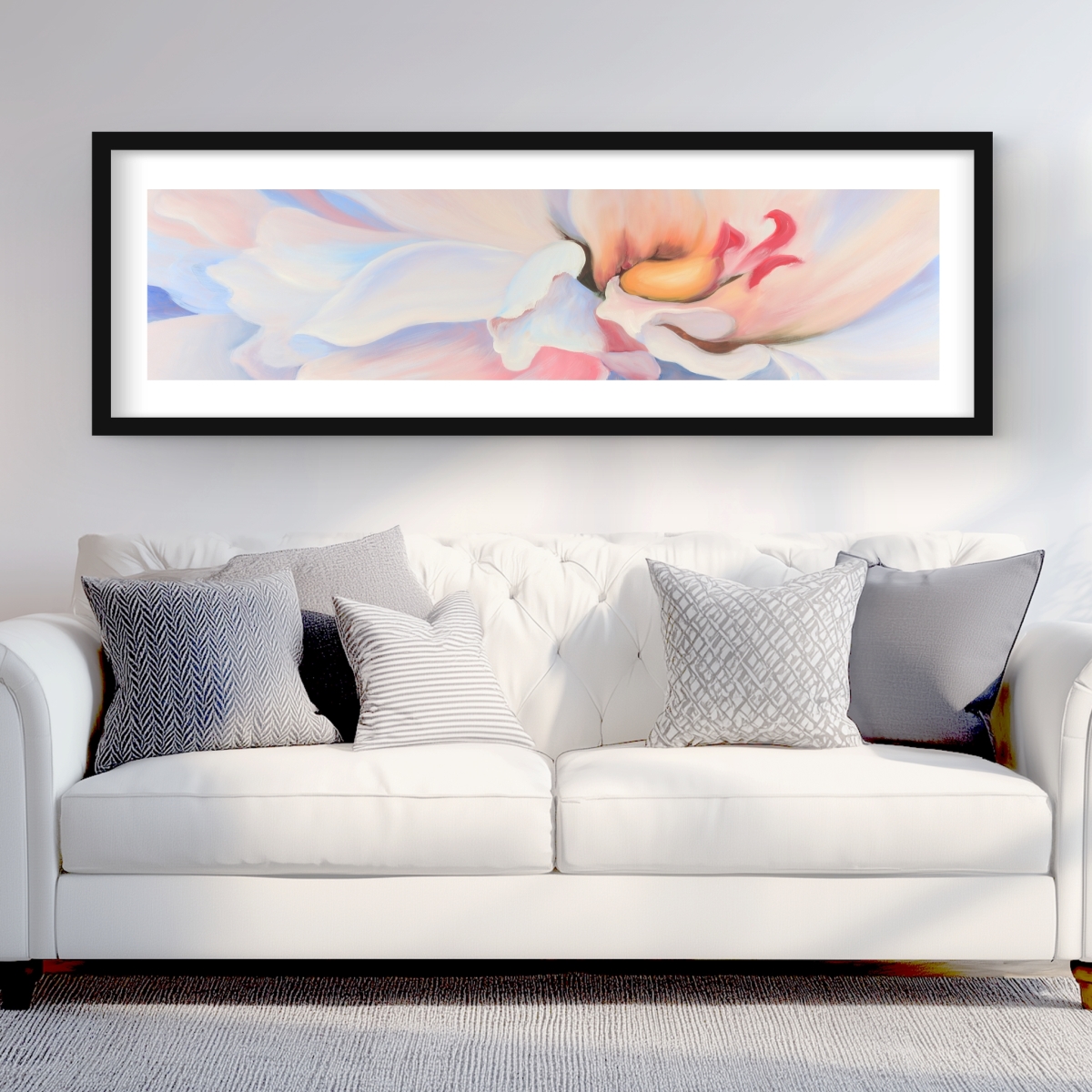 C1FM20604E8ADS 20 x 60 in. Pastel Colored Flower - Framed Matted Print for Home Decor