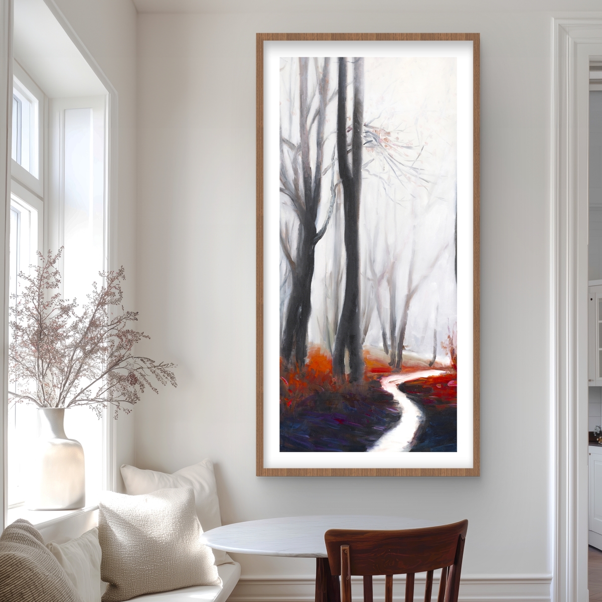 C1FM2448OPDABA 24 x 48 in. Mysterious Forest with Stream - Gray Office Framed Print