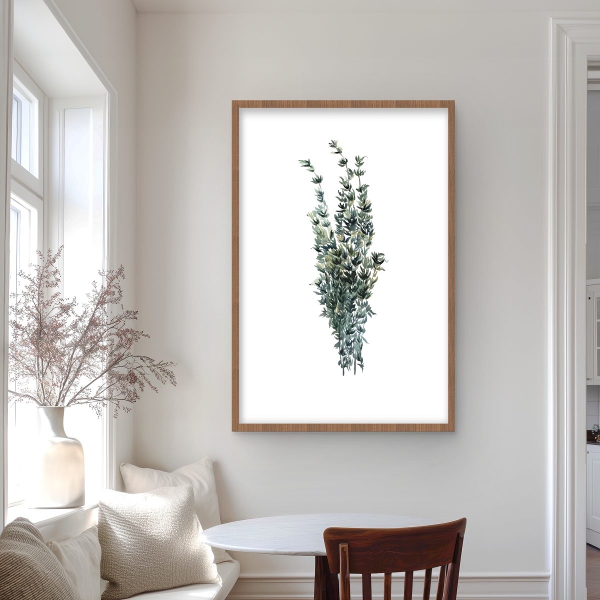 C1FM2436CI9HLQ 24 x 36 in. Thyme Leaves Bundle - Framed Matted Print - Home Decor