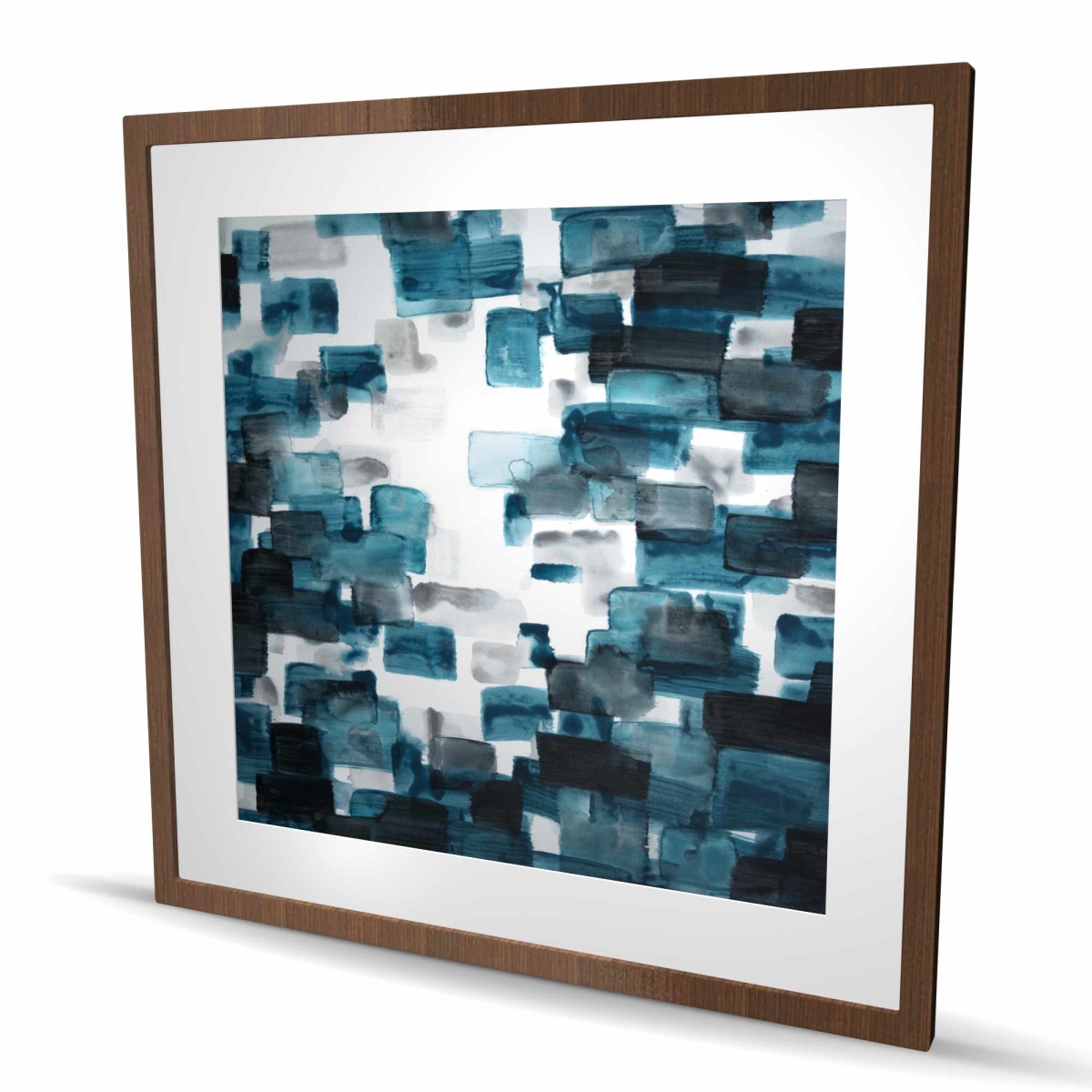 C1FM3636DK2XSI 36 x 36 in. Turquoise & Gray Shapes - Abstract Pattern Framed Print