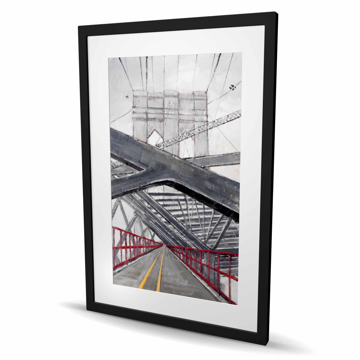 C1FM2436E90HMS 24 x 36 in. Under the Brooklyn Bridge - Office Gray Framed Print Decor