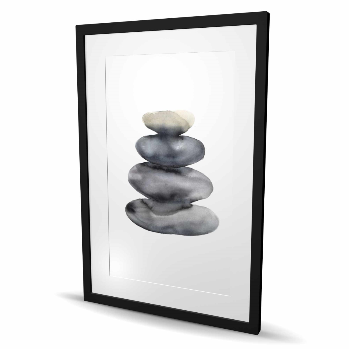 C1FM2436EDJZMJ 24 x 36 in. Four Hot Stones - Still Life Bathroom Framed Matted Print
