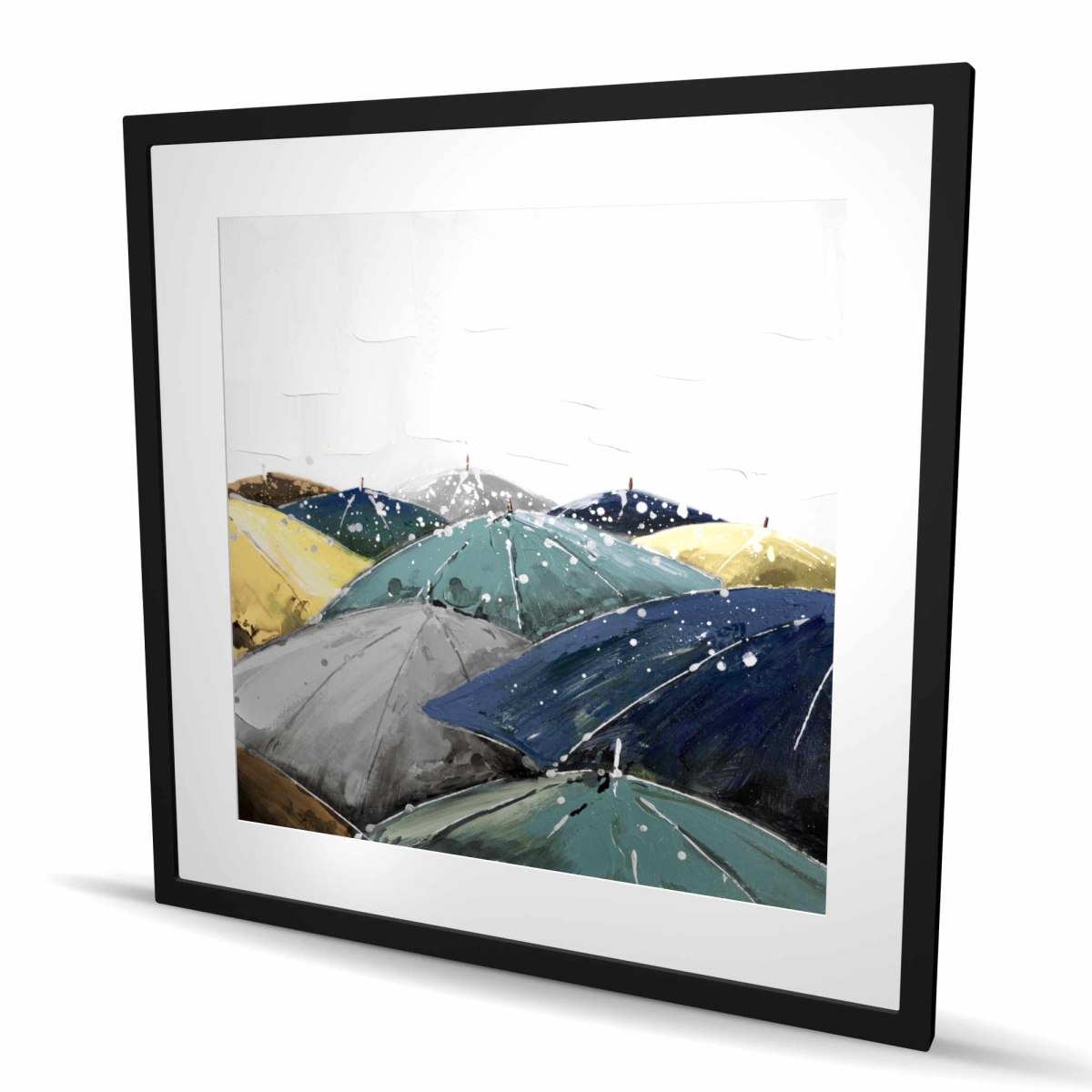 C1FM3636FRUYSP 36 x 36 in. Umbrellas - Framed Matted Print for Home Decor - Unique Art