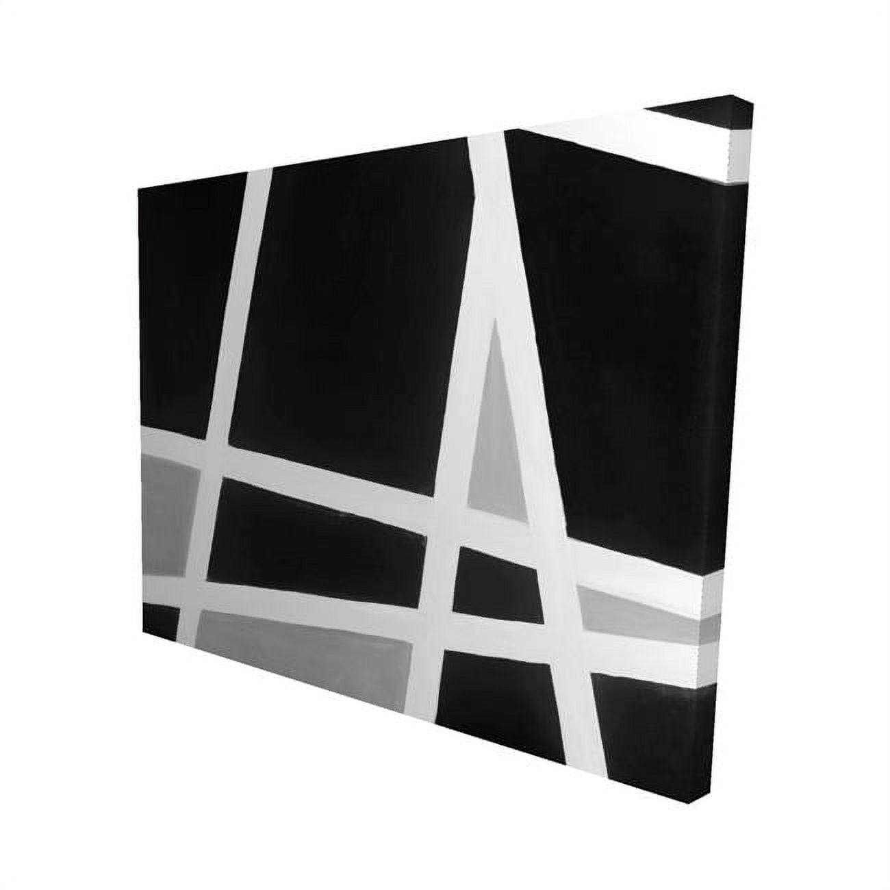 16 x 20 in. Black & White Abstract Lines-Print on Canvas