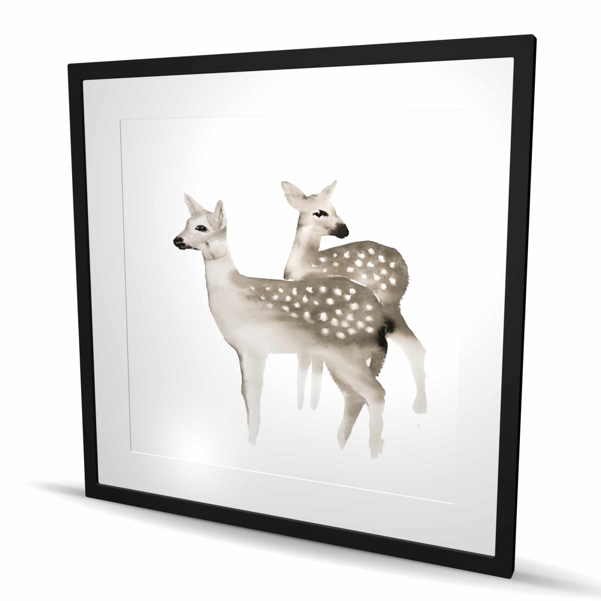 C1FM3636GXPBGW 36 x 36 in. Brown Faons - Rustic Bedroom Framed Matted Print for Decor