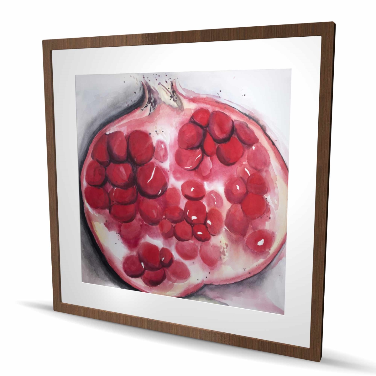 C1FM3636HLHBXR 36 x 36 in. Open Pomegranate - Kitchen Red Framed Matted Print - Decor