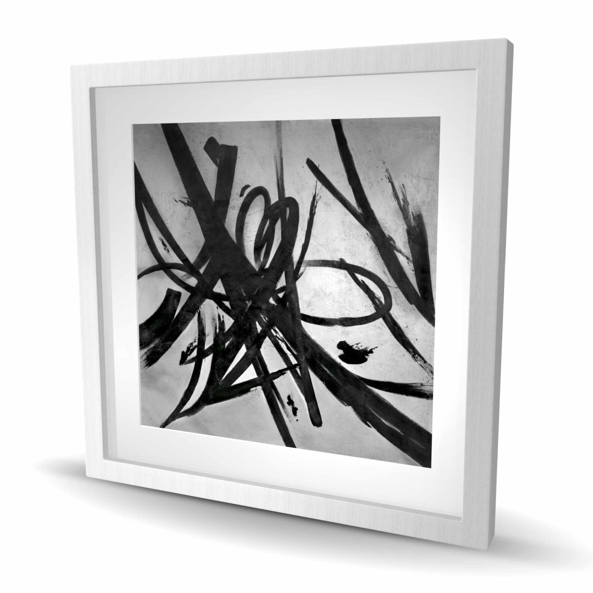 C1FM2424YINLZJ 24 x 24 in. Circular Strokes - Abstract Man Cave Framed Matted Print