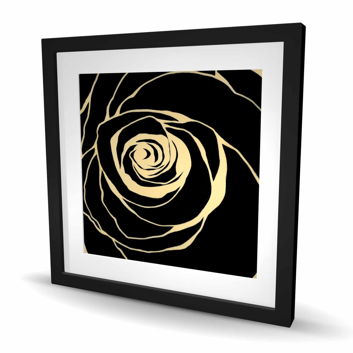 C1FM2424VCRU3P 24 x 24 in. Black Rose - Romantic Framed Matted Print for Home Decor