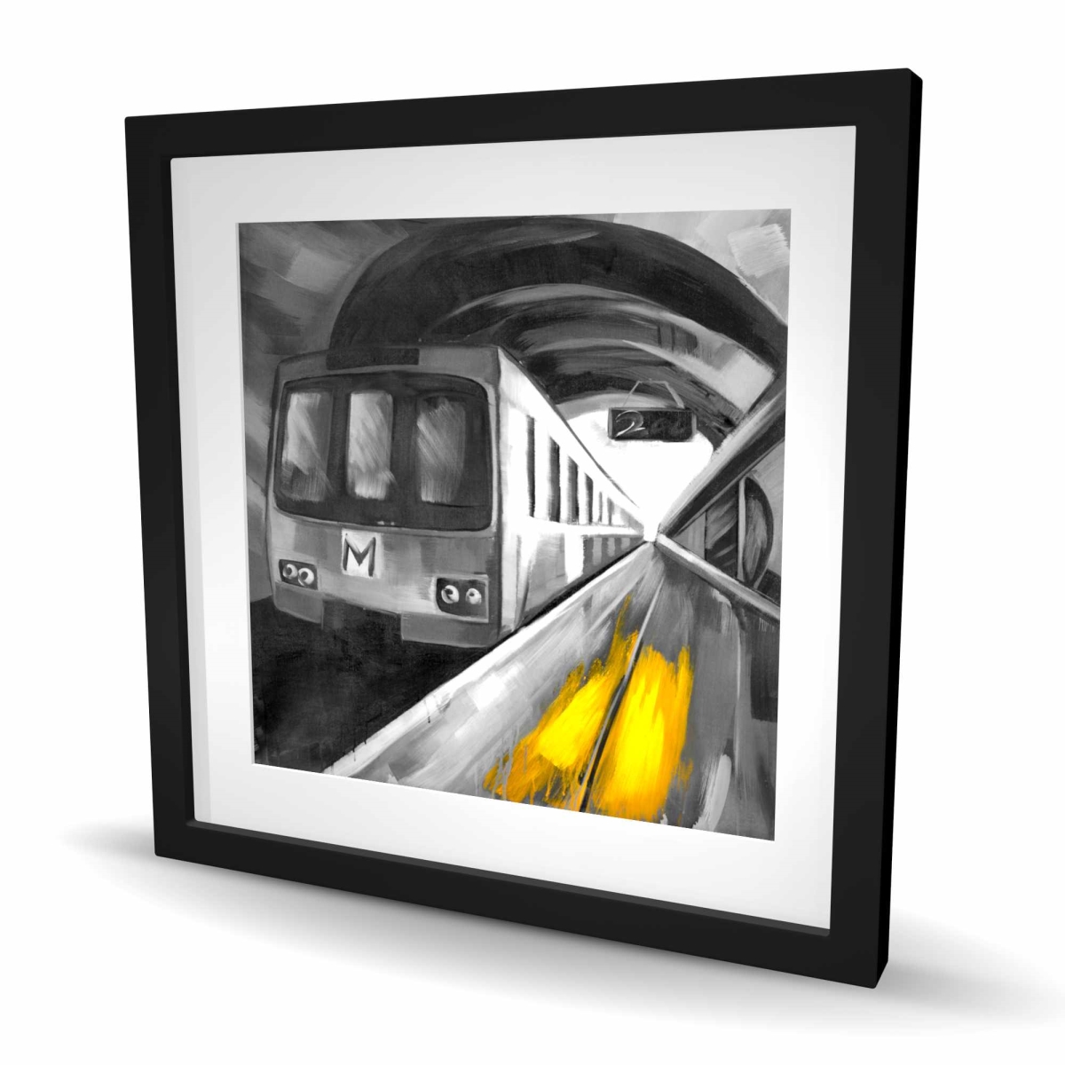C1FM2424WATLA1 24 x 24 in. Urban Life - Train Man Cave Framed Matted Print - Home Decor