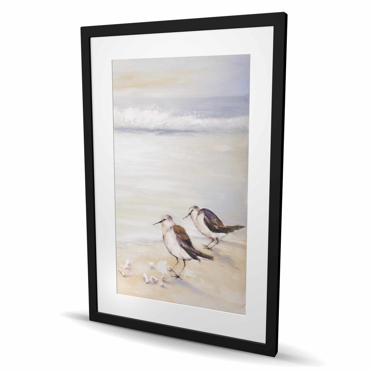 C1FM2436E6CD36 24 x 36 in. Two Sandpipers on the Beach - Framed Matted Print Decor