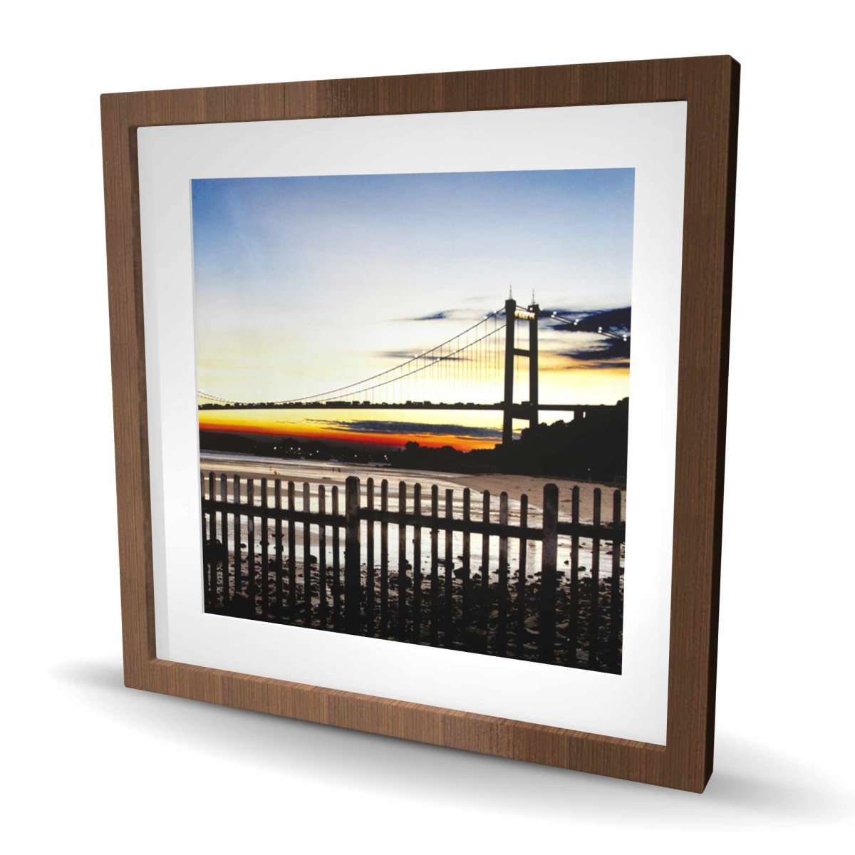 C1FM2424NOQDA9 24 x 24 in. Bridge by Sunset - Cities Bridge Framed Matted Print Decor