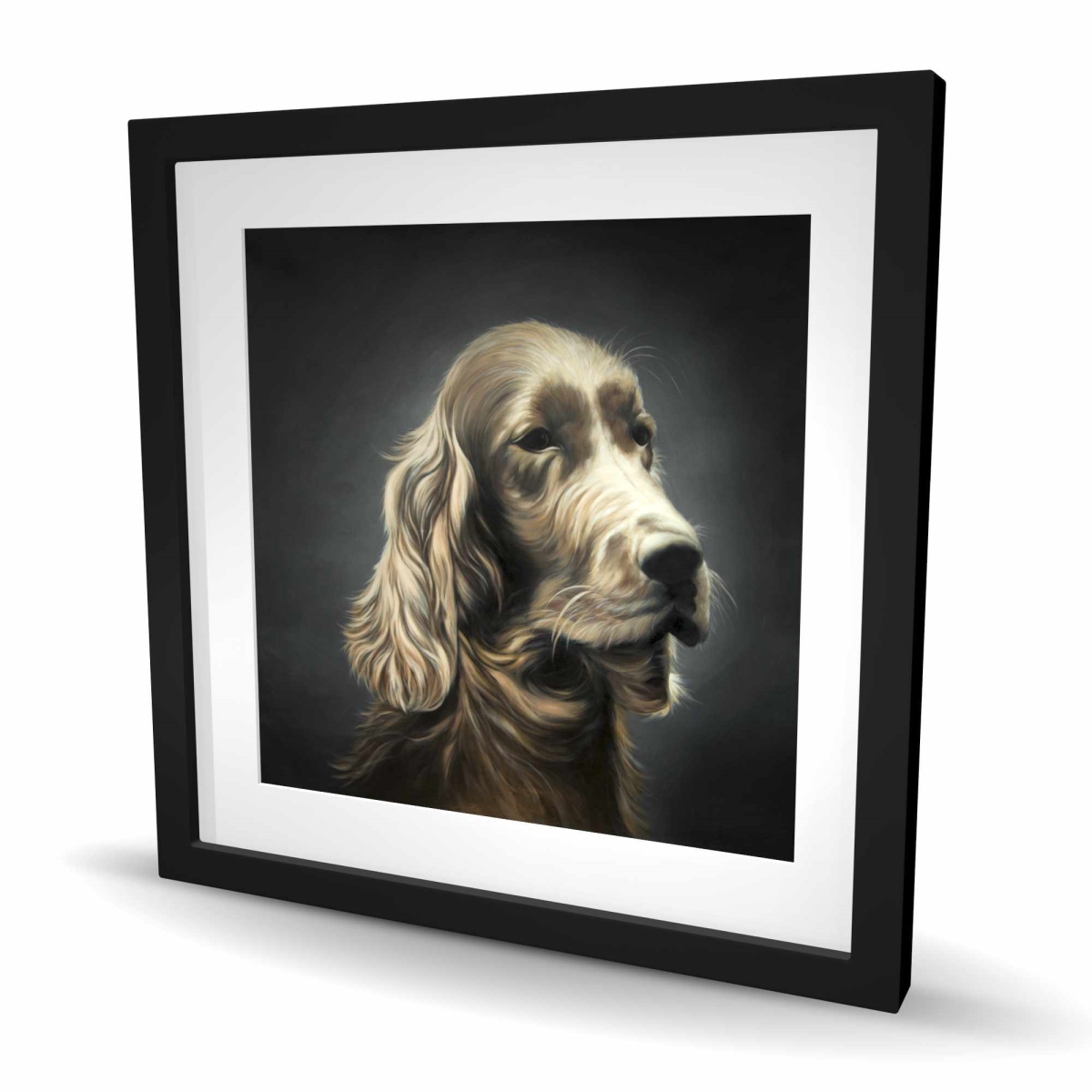 C1FM2424Z9DMJK 24 x 24 in. Field Spaniel Hyperrealist Print - Framed Matted Home Decor
